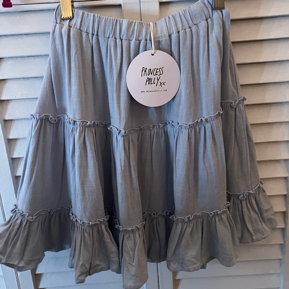 Princess Polly- Addison Mae Mini Skirt- Baby Blue - Picture 3 of 5